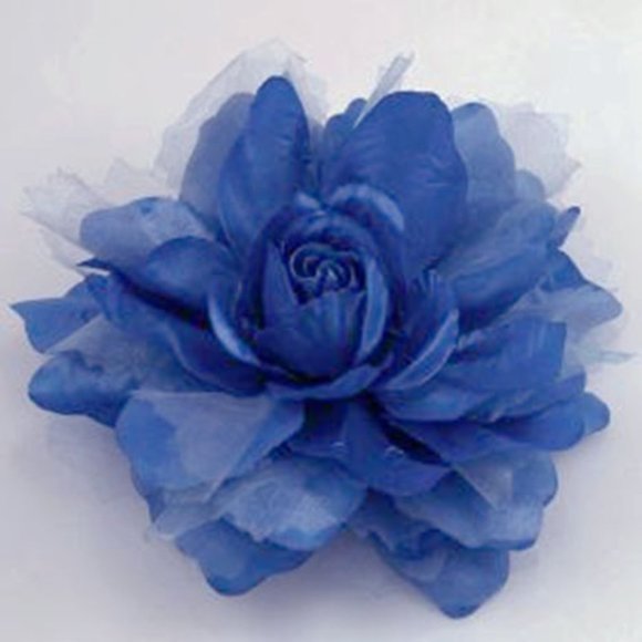 5-1/2" Large Handmade Fabric Flower -Navy Blue - Picture 1 of 2